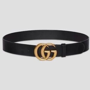 Gucci Black Belt with Gold Buckle pre loved